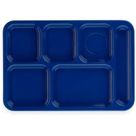 Cafeteria & School Lunch Tray 14.37X10 IN 6 Compartment PP Blue Right Hand 24/Case