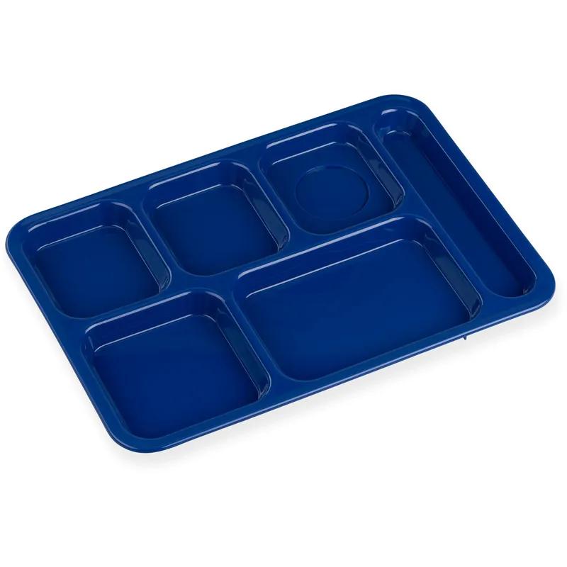Cafeteria & School Lunch Tray 14.37X10 IN 6 Compartment PP Blue Right Hand 24/Case