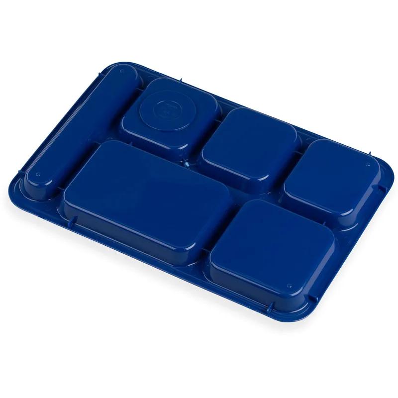 Cafeteria & School Lunch Tray 14.37X10 IN 6 Compartment PP Blue Right Hand 24/Case