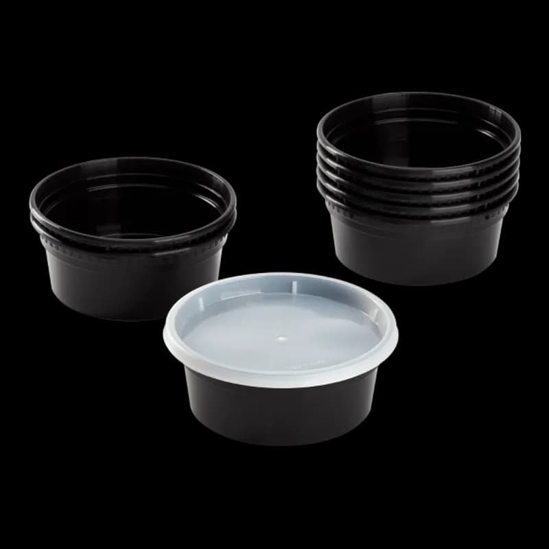 Deli Container Base & Lid Combo 8 OZ PP Black Injection Molded 240/Case
