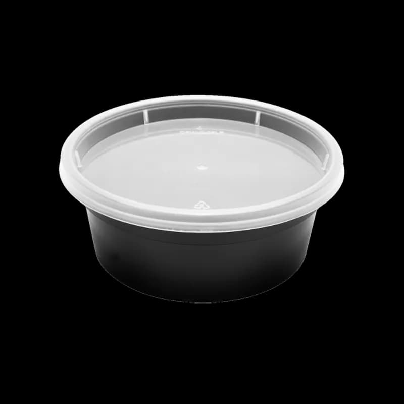 Deli Container Base & Lid Combo 8 OZ PP Black Injection Molded 240/Case