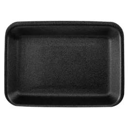 #42 Meat Tray 8.75X6.32X2.25 IN 1 Compartment Polystyrene Foam Black Rectangle 252/Case