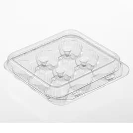 Polar Pak® Mini Cupcake Hinged Container 7.5X7.3125X1.625 IN 9 Compartment PET Clear 300/Case