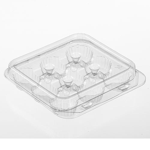 Polar Pak® Mini Cupcake Hinged Container 7.5X7.3125X1.625 IN 9 Compartment PET Clear 300/Case