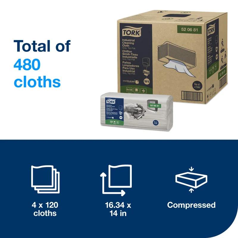 Tork Cleaning Cloth 6.417X5.512 IN Folded: 1.693X5.512 IN 1 Gray Embossed Refill Industrial 480/Case