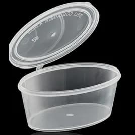 Souffle & Portion Cup Lid Combo With Hinged Lid 4.5 OZ PP Clear Oval 1000/Case