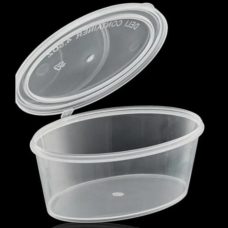 Souffle & Portion Cup Lid Combo With Hinged Lid 4.5 OZ PP Clear Oval 1000/Case