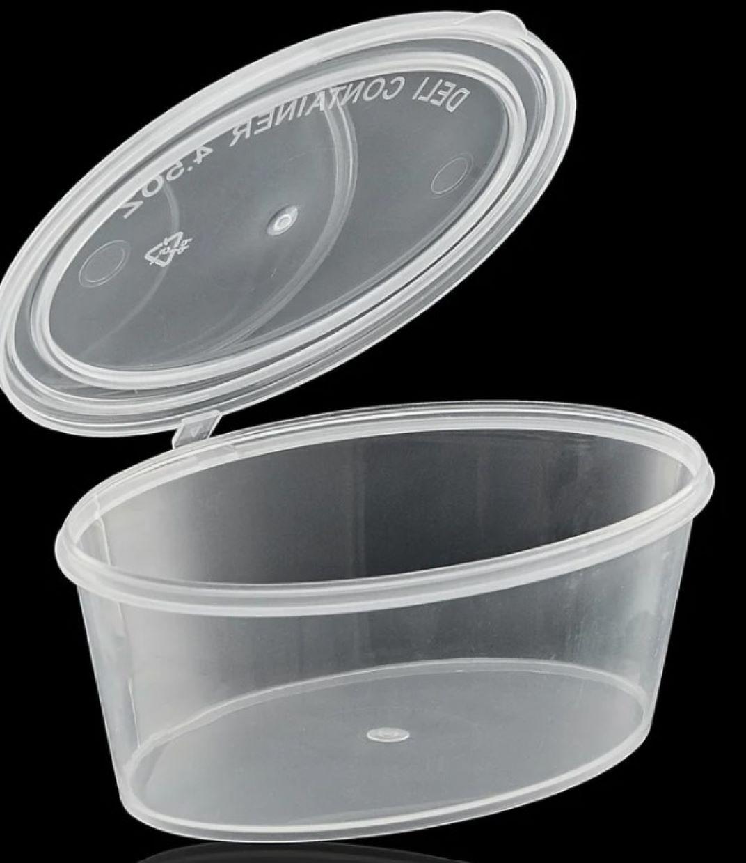 Souffle & Portion Cup Lid Combo With Hinged Lid 4.5 OZ PP Clear Oval 1000/Case