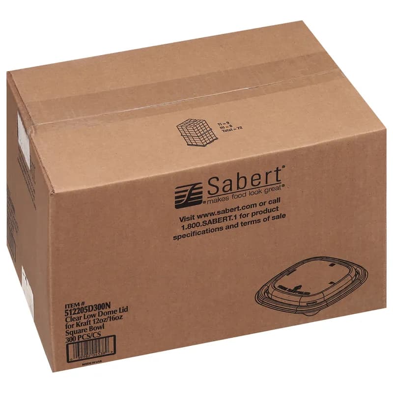 Lid PET Clear Square For 12-16 OZ Paper Bowl 300/Case