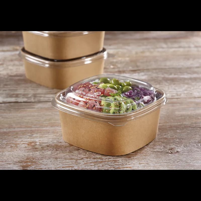 Lid PET Clear Square For 12-16 OZ Paper Bowl 300/Case