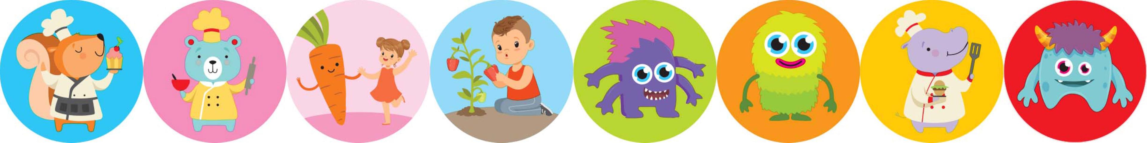 Childrens Promo Label 1.5 IN 8 in 1 Circle 4 Color Process 250 Count/Roll 50 Rolls/Case 12500 Count/Case