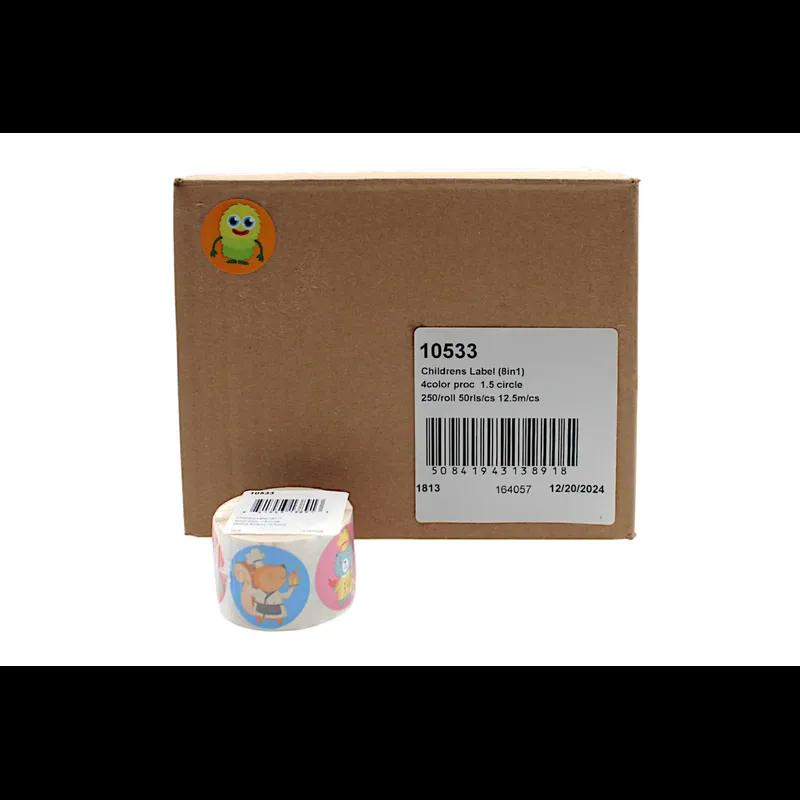 Childrens Promo Label 1.5 IN 8 in 1 Circle 4 Color Process 250 Count/Roll 50 Rolls/Case 12500 Count/Case