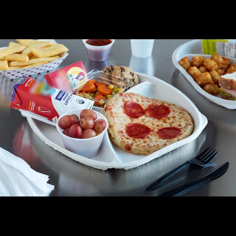 Cafeteria & School Lunch Tray 10.5X1 IN 3 Compartment Molded Fiber Natural Round 250/Case