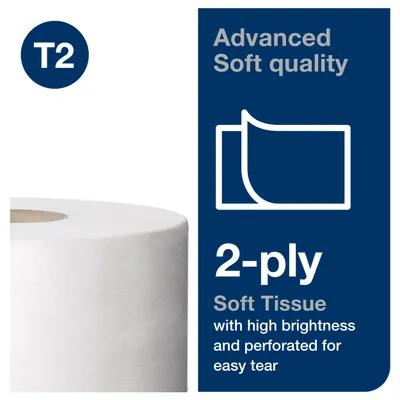 Tork Toilet Paper & Tissue Roll T2 3.48IN X751FT 2PLY White Mini Jumbo Roll Tissue (JRT) Refill 12 Rolls/Case