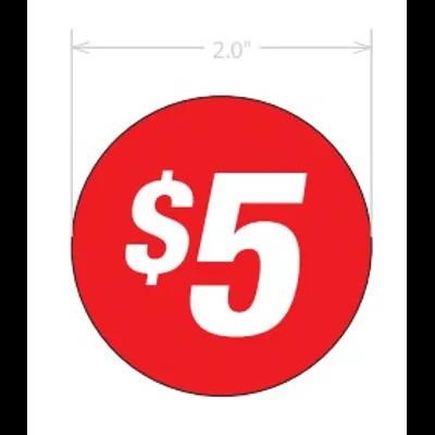 $5.00 Label 2 IN Round 1/Roll