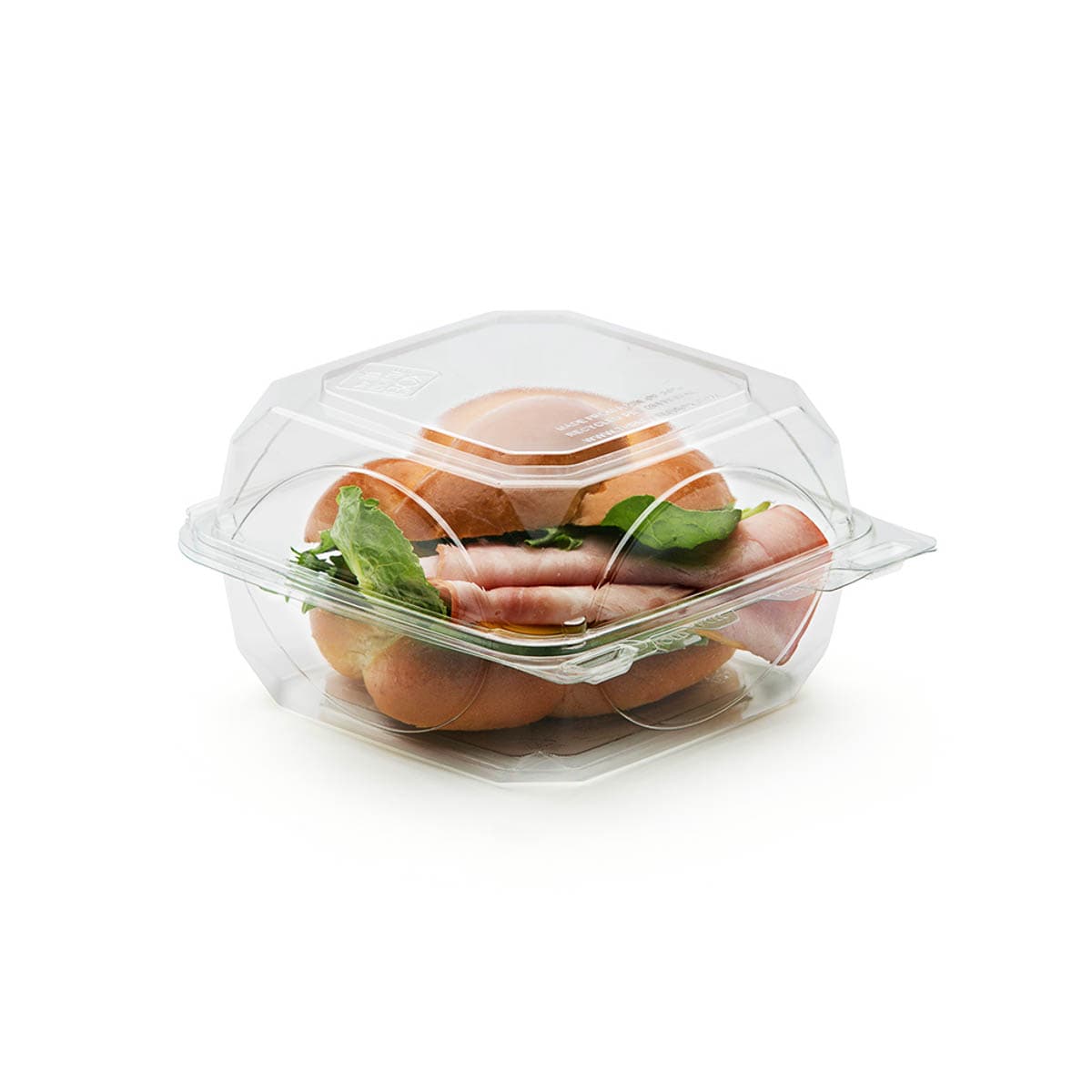 The BOTTLEBOX ® Take-Out Container Hinged 6X6X3 IN RPET Clear Square 250/Case