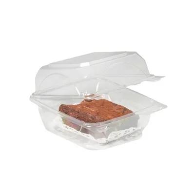 The BOTTLEBOX ® Take-Out Container Hinged 6X5.5X3.25 IN RPET Clear Square 250/Case
