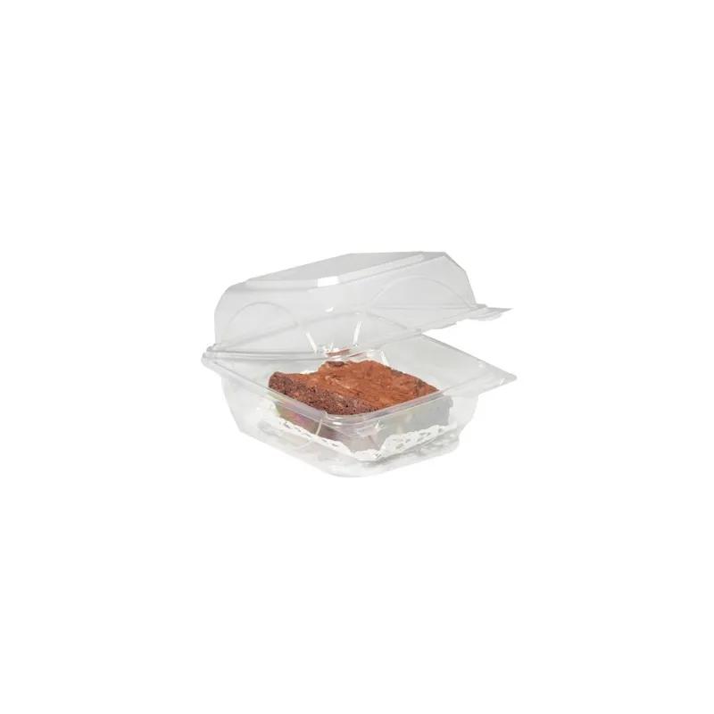 The BOTTLEBOX ® Take-Out Container Hinged 6X5.5X3.25 IN RPET Clear Square 250/Case