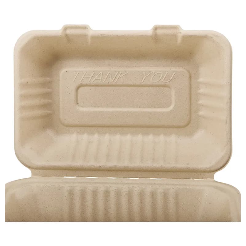 Victoria Bay Take-Out Container Hinged 9X6X3 IN Plant Fiber Brown Rectangle 250/Case