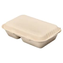 Victoria Bay Take-Out Container Hinged 9X6 IN 2 Compartment Plant Fiber Brown Rectangle 250/Case