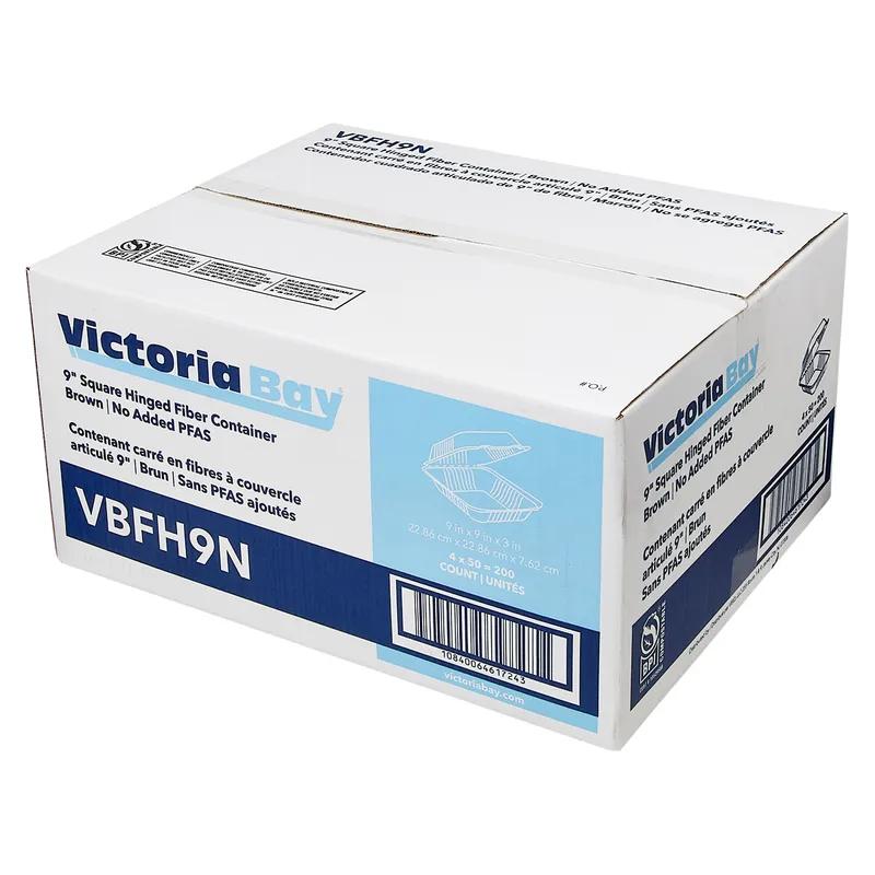 Victoria Bay Take-Out Container Hinged 9X9 IN Plant Fiber Brown Square 200/Case