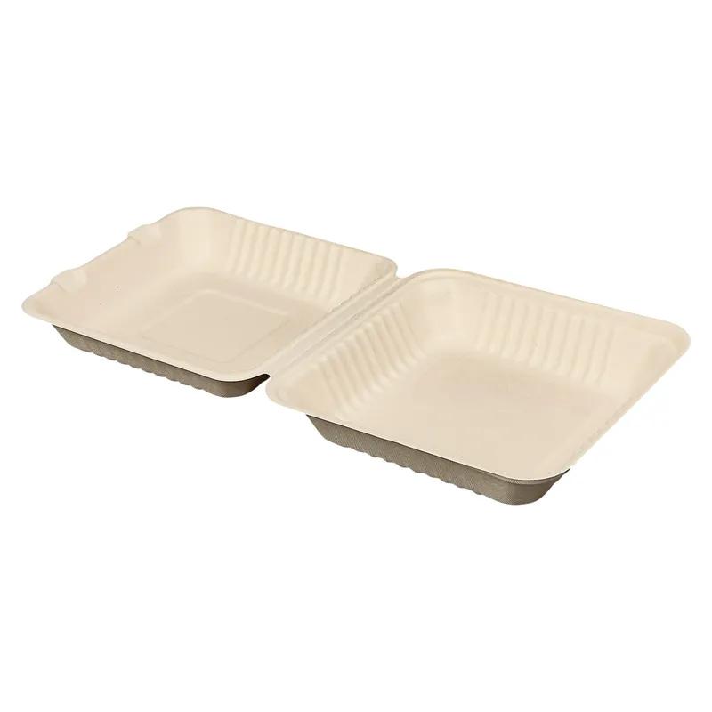 Victoria Bay Take-Out Container Hinged 9X9 IN Plant Fiber Brown Square 200/Case