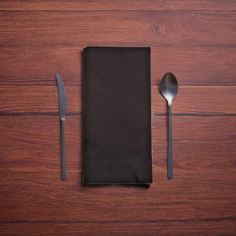 Dinner Napkins 15X17 IN Black Paper 2PLY 1/8 Fold 1000/Case