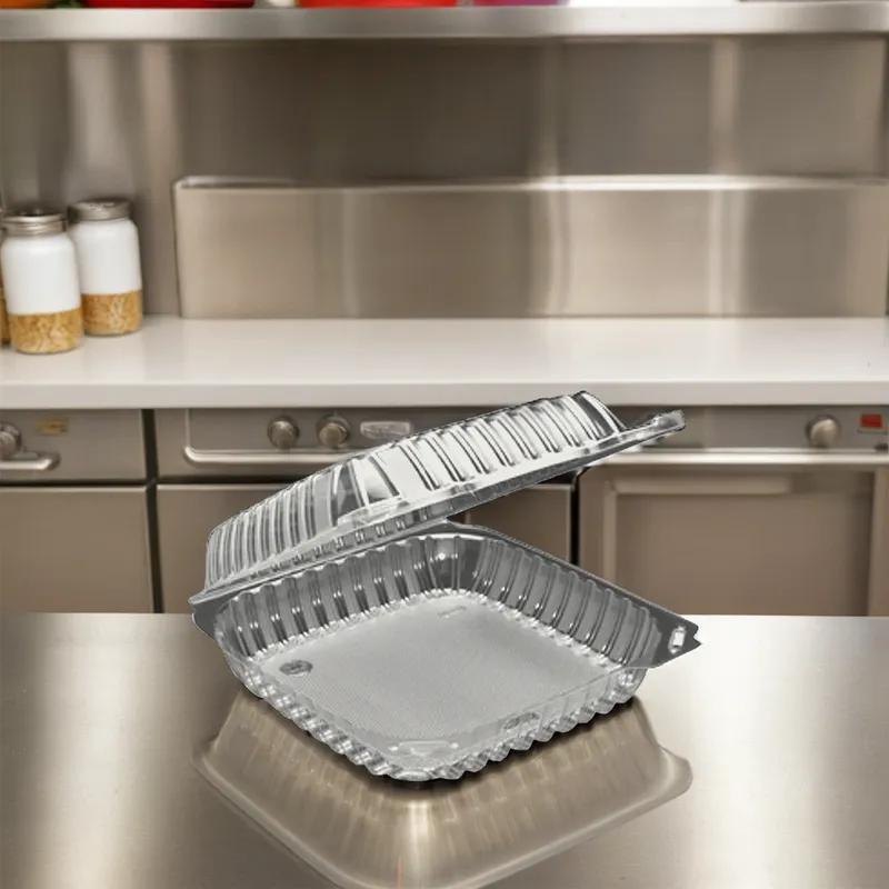 Take-Out Container Hinged Large (LG) 9X9X3 IN OPS Clear 200/Case
