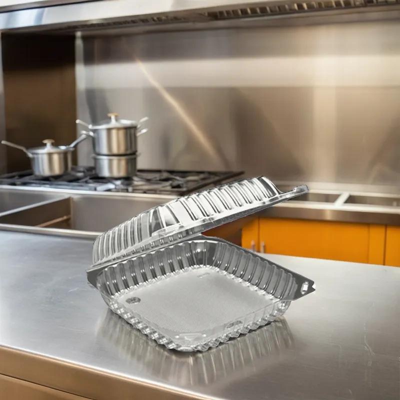 Take-Out Container Hinged Large (LG) 9X9X3 IN OPS Clear 200/Case