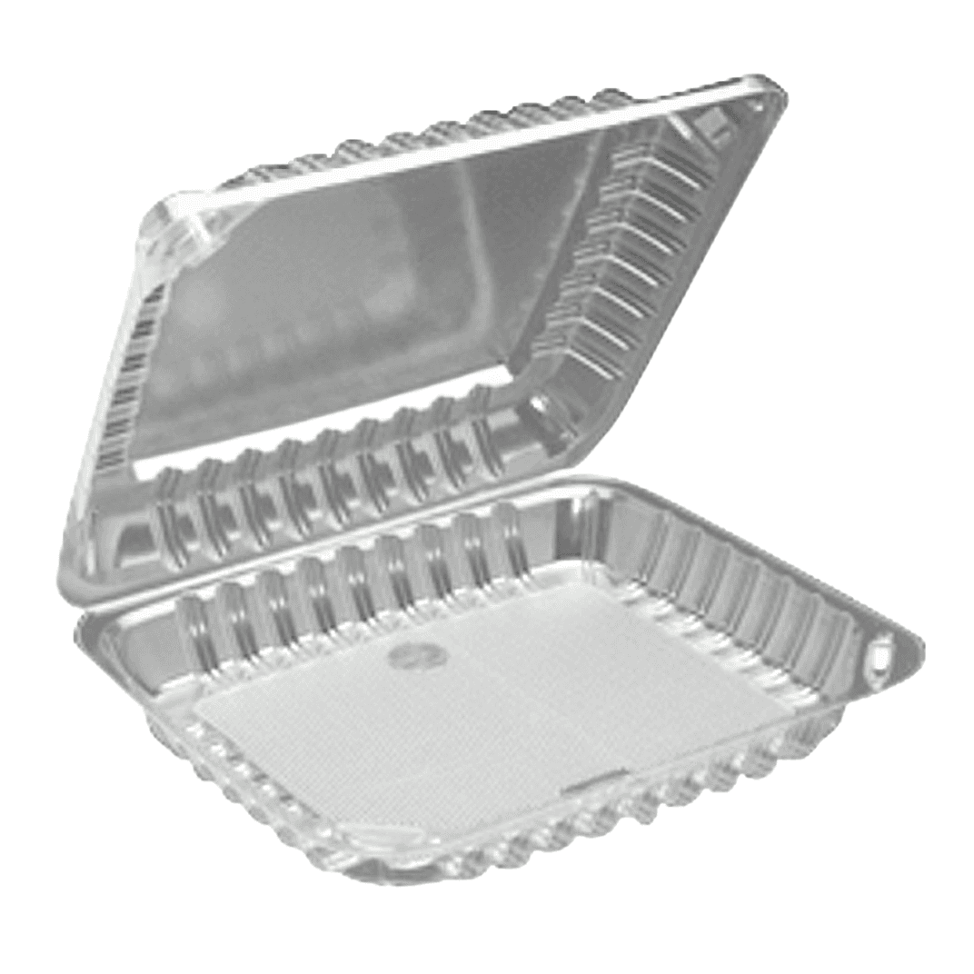 Take-Out Container Hinged 8X8 IN OPS Clear Shallow 125 Count/Pack 2 Packs/Case 250 Count/Case