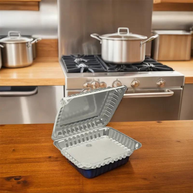 Take-Out Container Hinged 8X8 IN OPS Clear Shallow 125 Count/Pack 2 Packs/Case 250 Count/Case