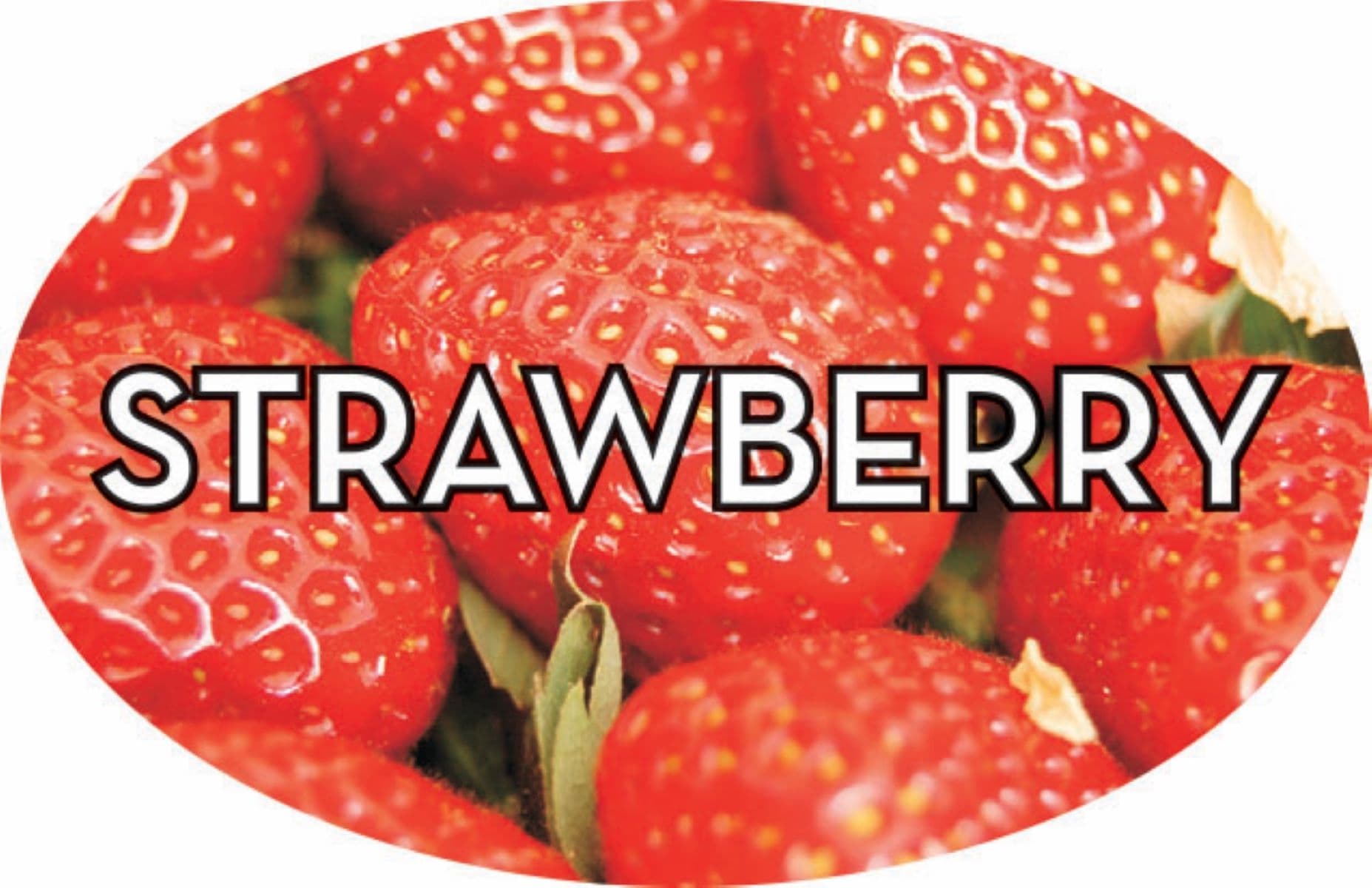Strawberry Bakery Flavor Label 1.25X2 IN Oval 4 Color Process 500 Count/Roll 20 Rolls/Case 10000 Count/Case