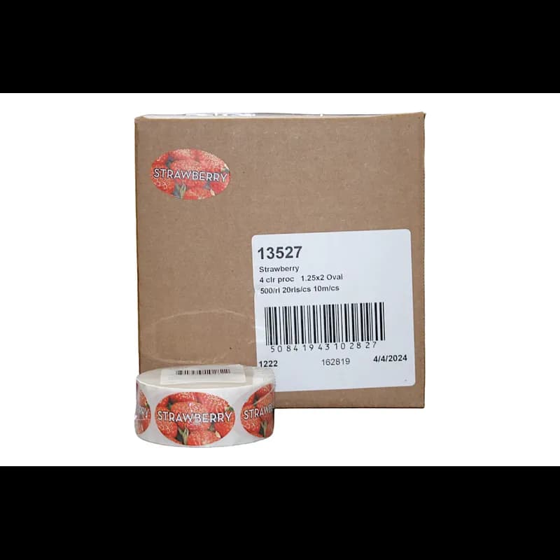 Strawberry Bakery Flavor Label 1.25X2 IN Oval 4 Color Process 500 Count/Roll 20 Rolls/Case 10000 Count/Case