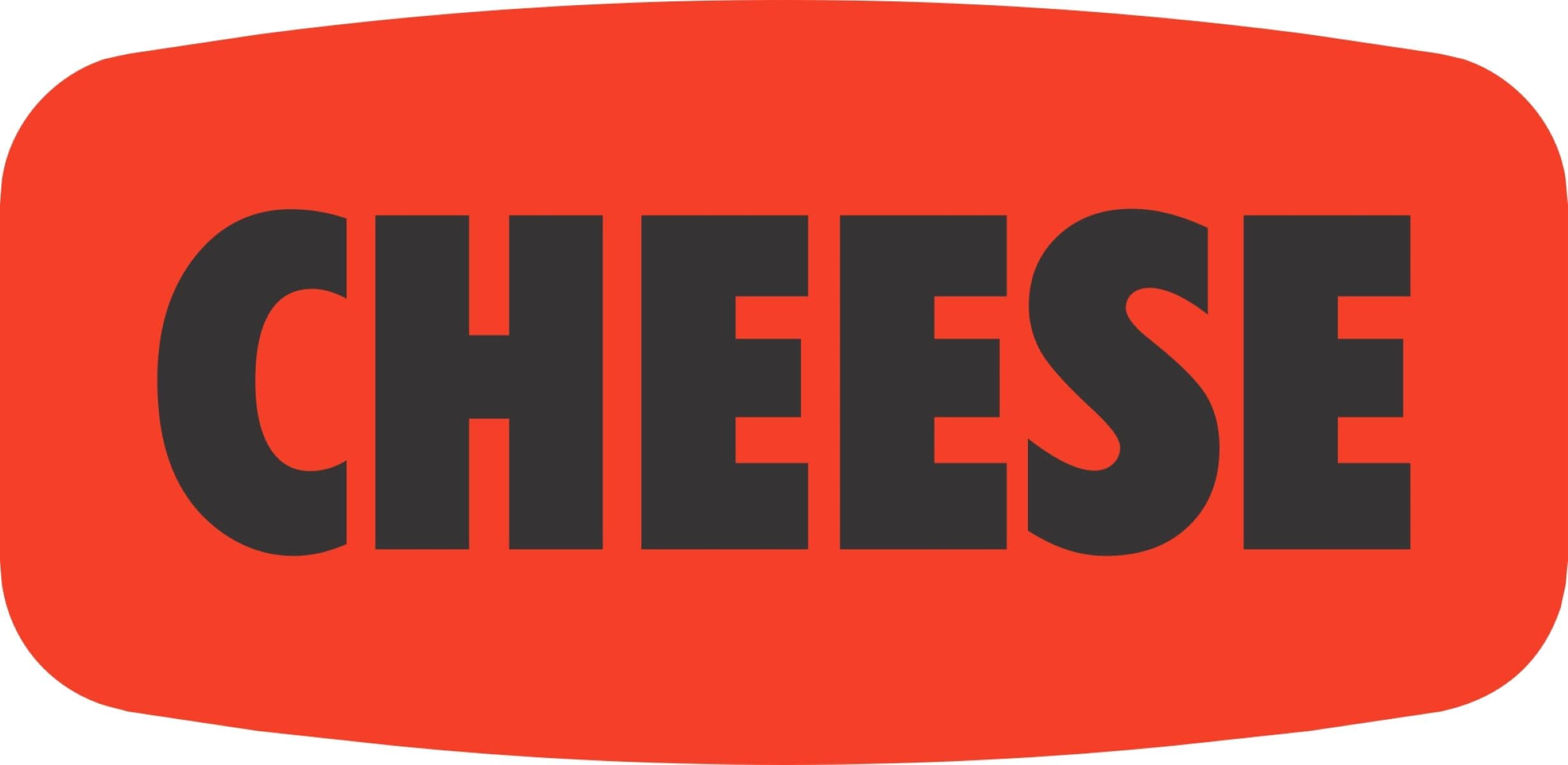 Cheese Label Black Fluorescent Red Short Oval Dayglo 1000 Count/Roll 50 Rolls/Case 50000 Count/Case