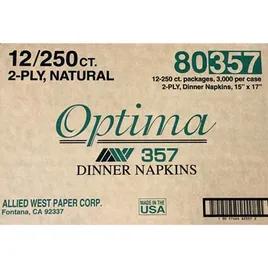 Dinner Napkins 15X17 IN Kraft Paper 2PLY 1/8 Fold 3000/Case