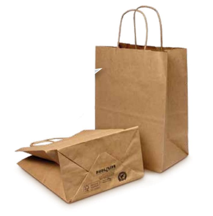 Duro® Shopper Bag 14X10X15.5 IN Kraft Paper 70# Kraft Super Royal With Handle 200/Case