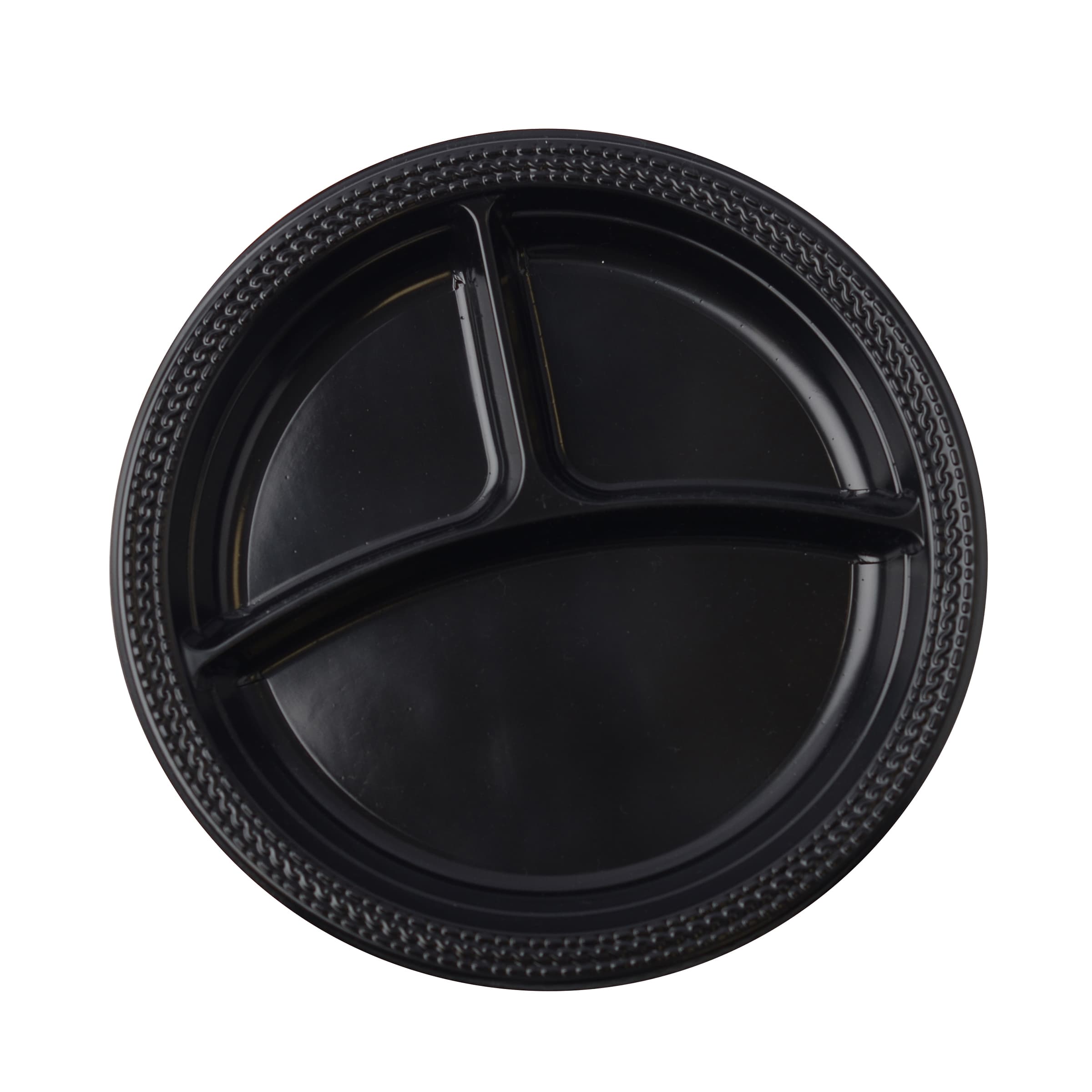 Plate 10.25 IN 3 Compartment PP Black Round 400/Case