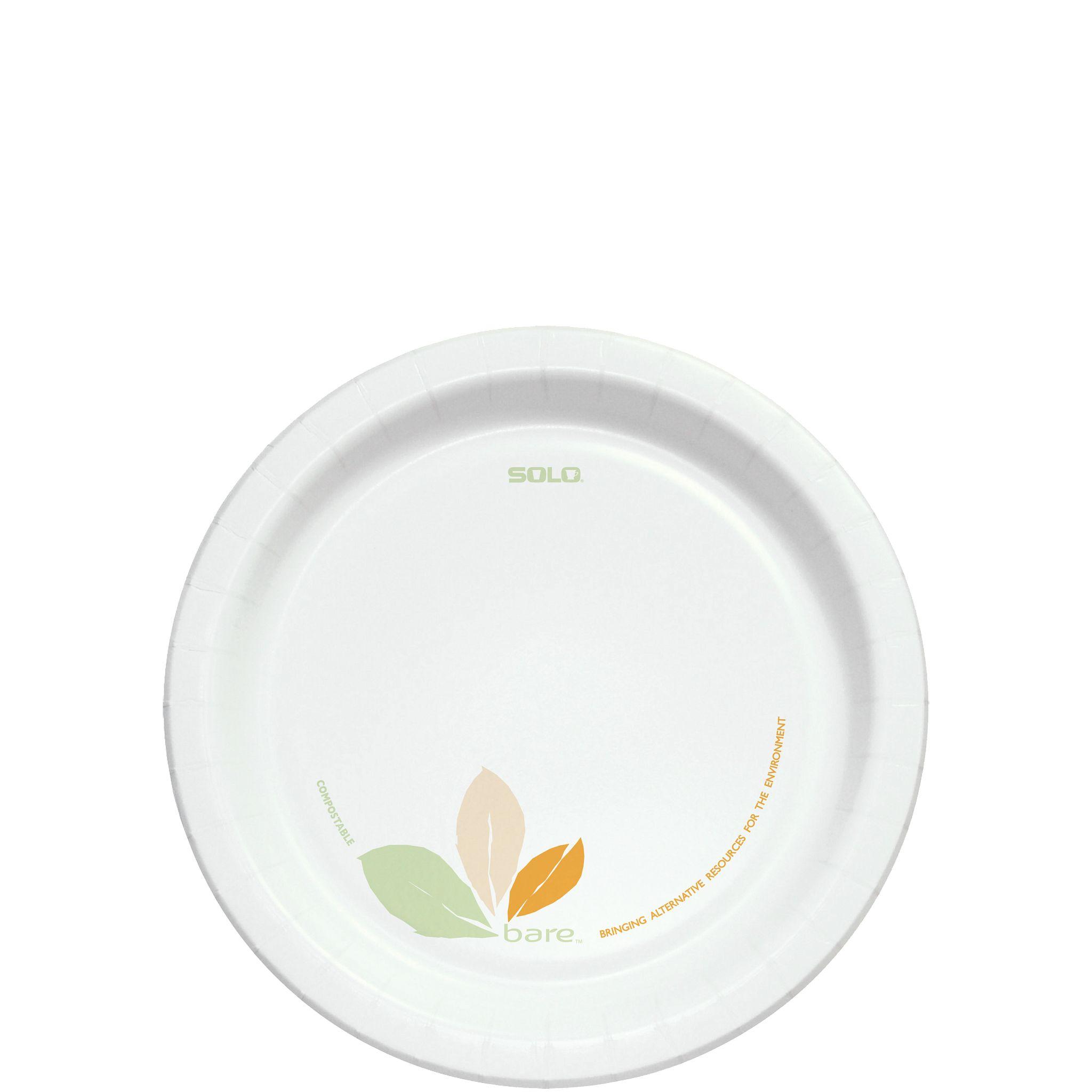 Solo® Plate 8.5X0.7 IN Coated Paper Bare® Stock Print Round Medium Weight Freezer Safe 125 Count/Pack 4 Packs/Case