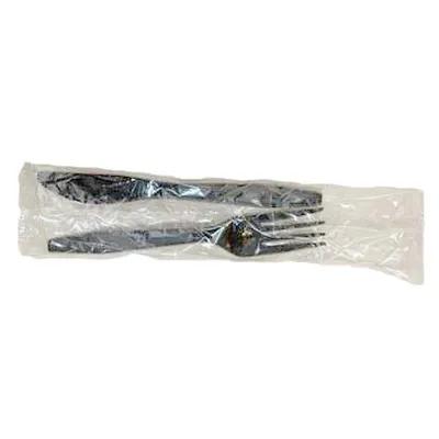 2PC Cutlery Kit PP Black Extra Heavy Duty With Fork,Knife 250/Case