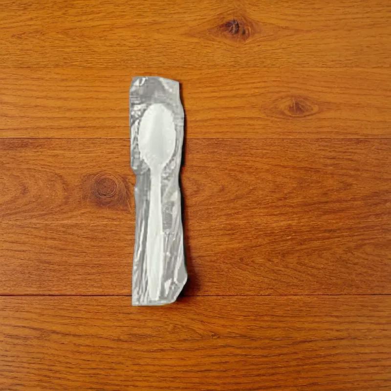 Poly King® Teaspoon PP White Heavyweight Individually Wrapped 1000/Case