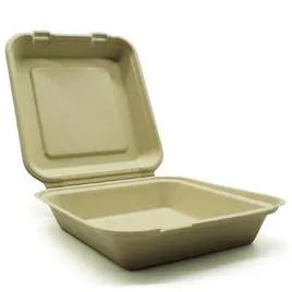 Take-Out Container Hinged 8.5X8X2.7 IN Sugarcane Kraft 200/Case