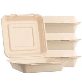 Take-Out Container Hinged 10X10X3 IN Sugarcane Kraft 200/Case
