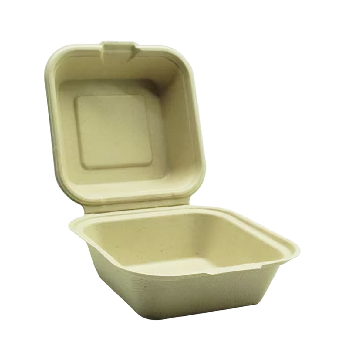 Take-Out Container Hinged 6X6X3 IN Sugarcane Kraft 500/Case