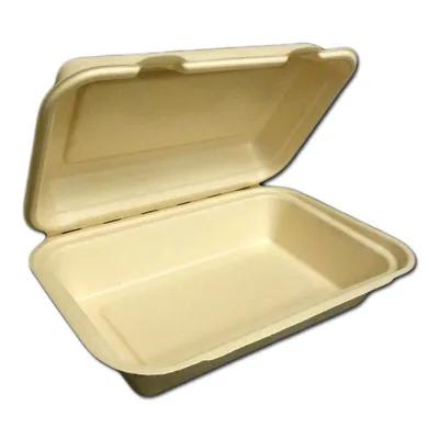 Sugarfiber Hoagie & Sub Take-Out Container Hinged 9X6X3 IN Plant Fiber Natural Rectangle 500/Case