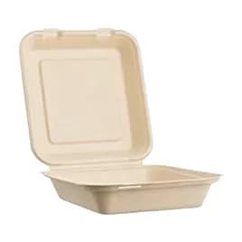 Take-Out Container Hinged 9X9X3 IN Sugarcane Kraft 200/Case