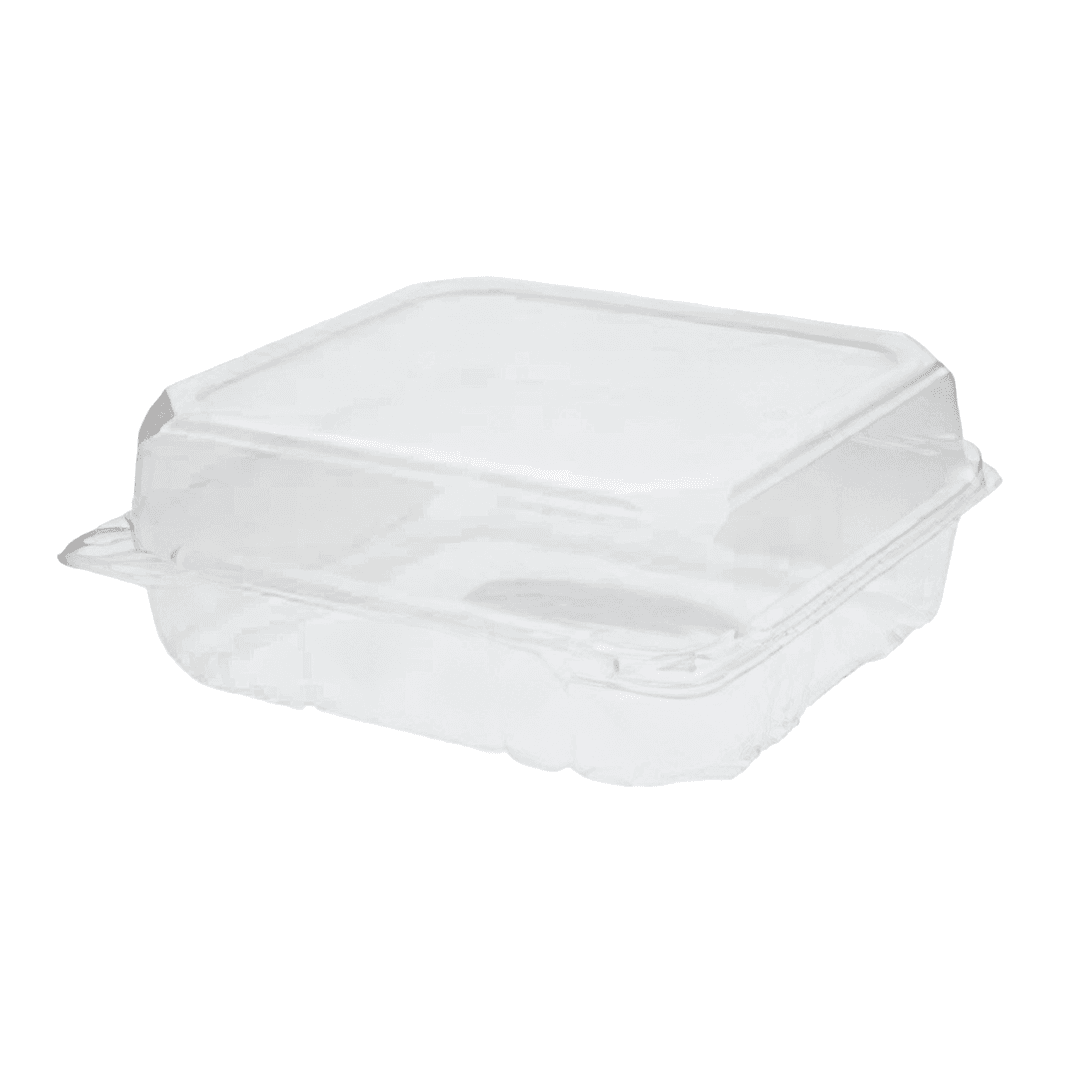 Take-Out Container Hinged 8X8 IN PET Clear 250/Case