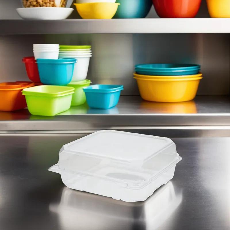 Take-Out Container Hinged 8X8 IN PET Clear 250/Case