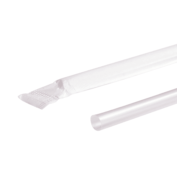 Karat® Jumbo Straw 0.2X7.75 IN Plastic Clear Paper Wrapped 2000/Case