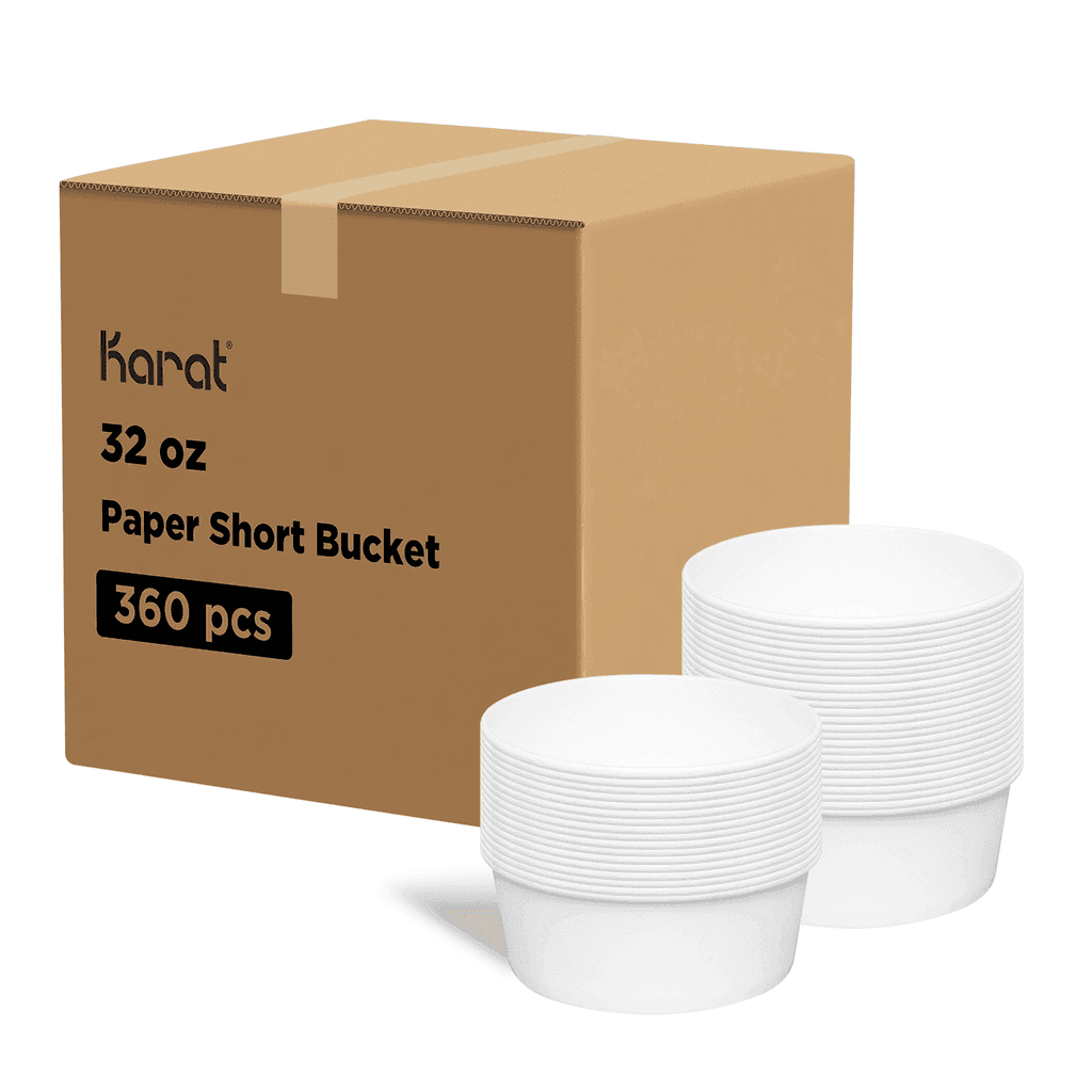 Bucket & Tub 32 OZ Paper White Short 45 Count/Pack 8 Packs/Case 360 Count/Case