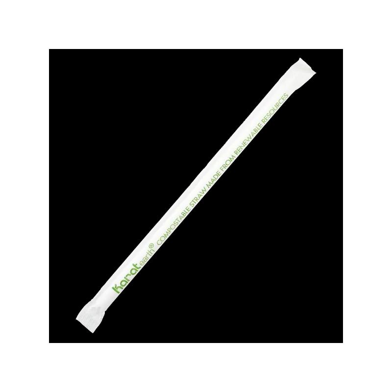 Karat Earth Giant Straw 7.75 IN PLA Clear Wrapped 2000/Case